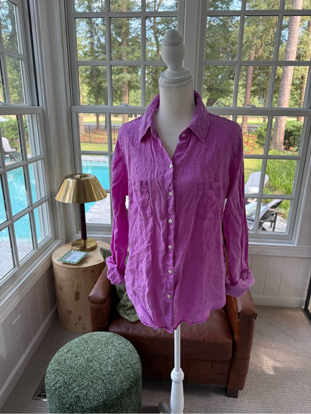 Lilly Pulitzer Linin Fuchsia Button-Down Shirt Size M